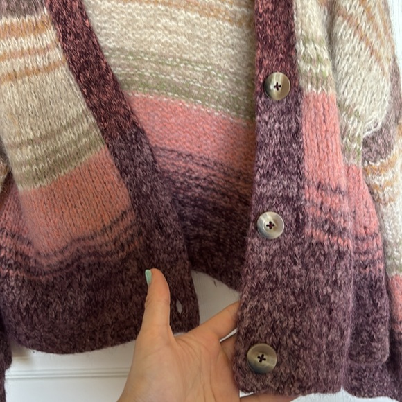 Pink and purple alpaca wool cropped sweater Velvet by Graham and Spencer size M - Picture 4 of 5